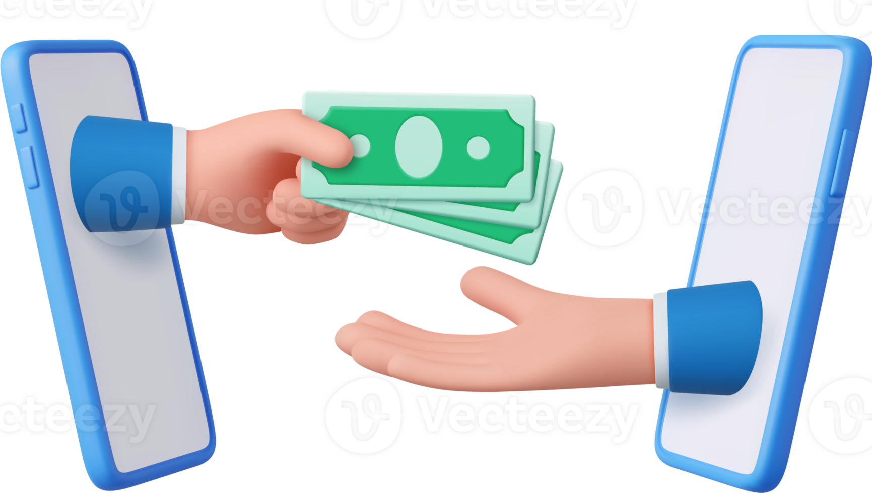 3d Cartoon character hands give and take money png