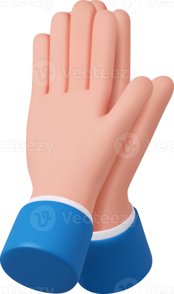 3d character hands prayer gesture. png