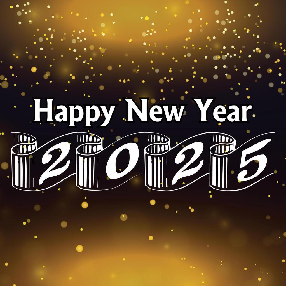 2025 Happy New Year Illustration of Paper Cut Numbers 2025 vector