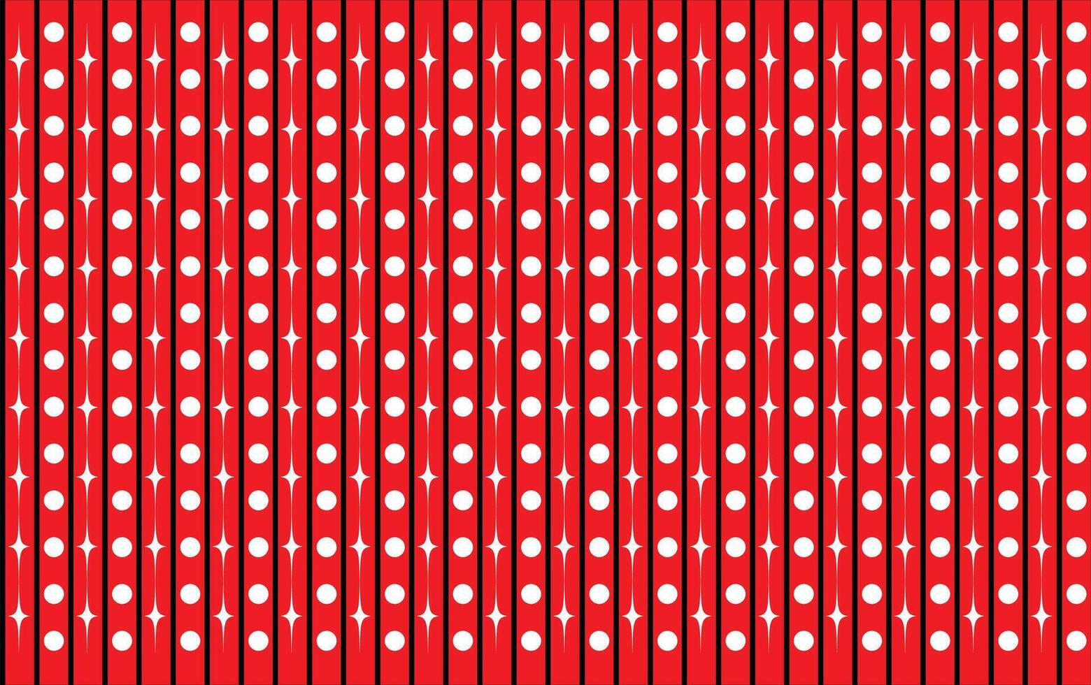 Red and White Geometric Pattern With Polka Dots and Stars vector