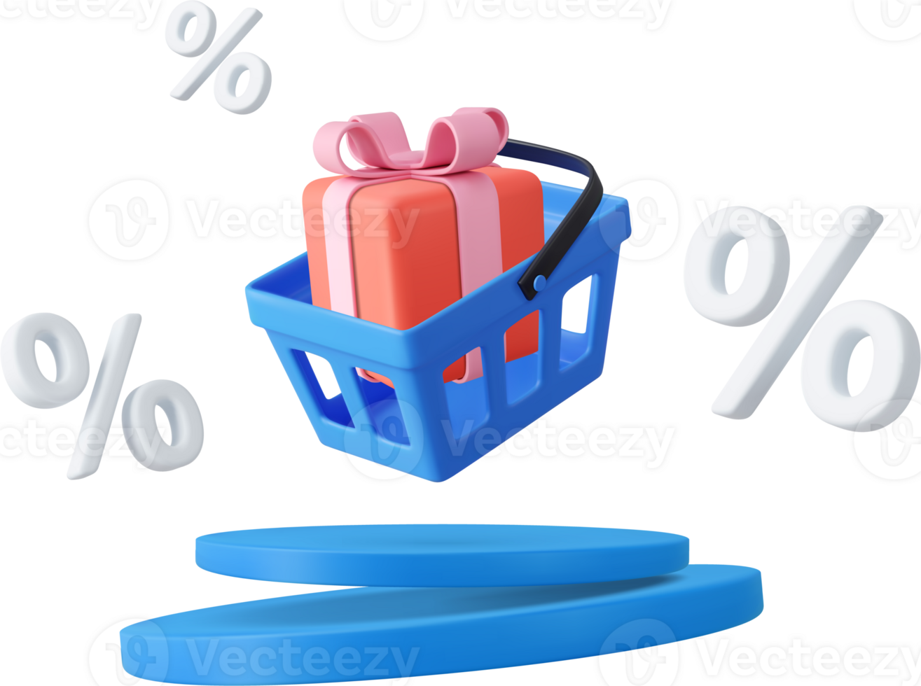 3d shopping basket with percentages png