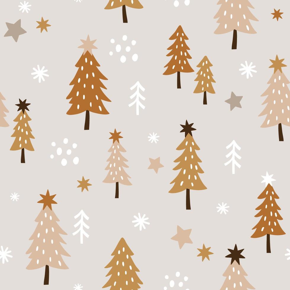 Winter snowy woods seamless pattern. Silhouettes of cute snowy Christmas trees. Perfect for textile, wallpaper or print design. vector