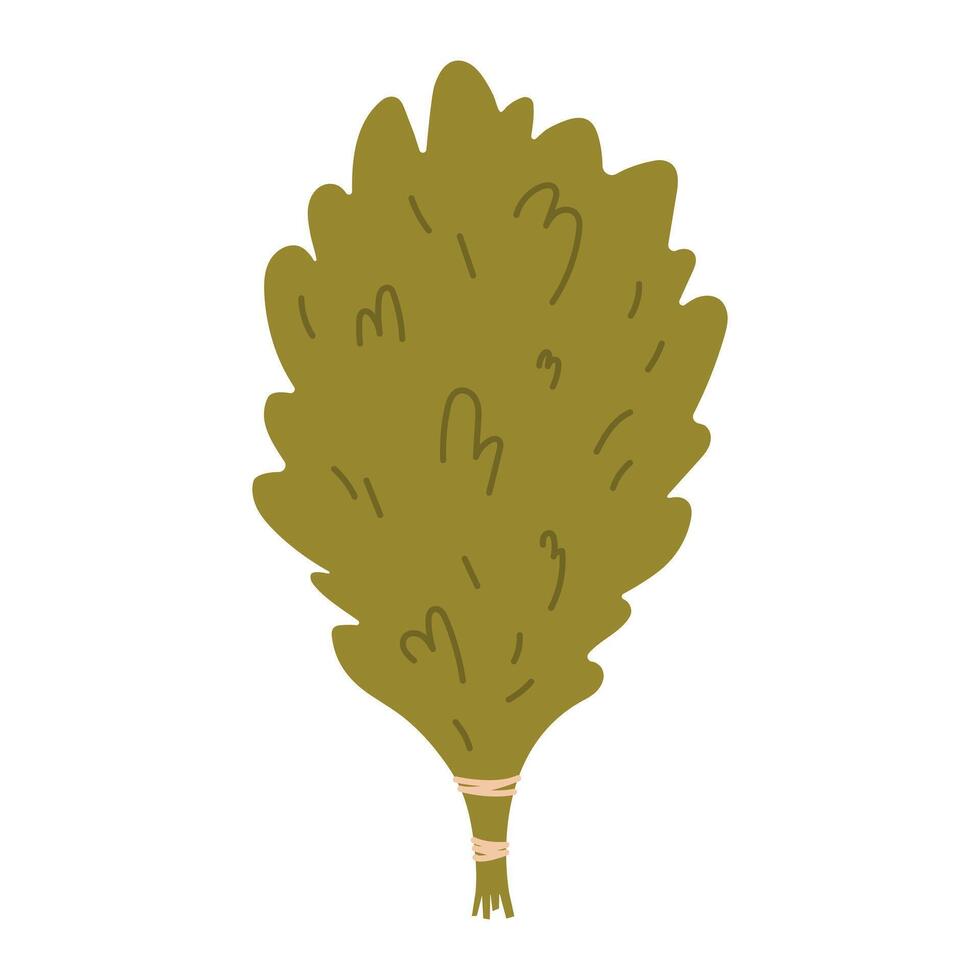 Birch sauna broom for steam therapy and relaxation. illustration. vector