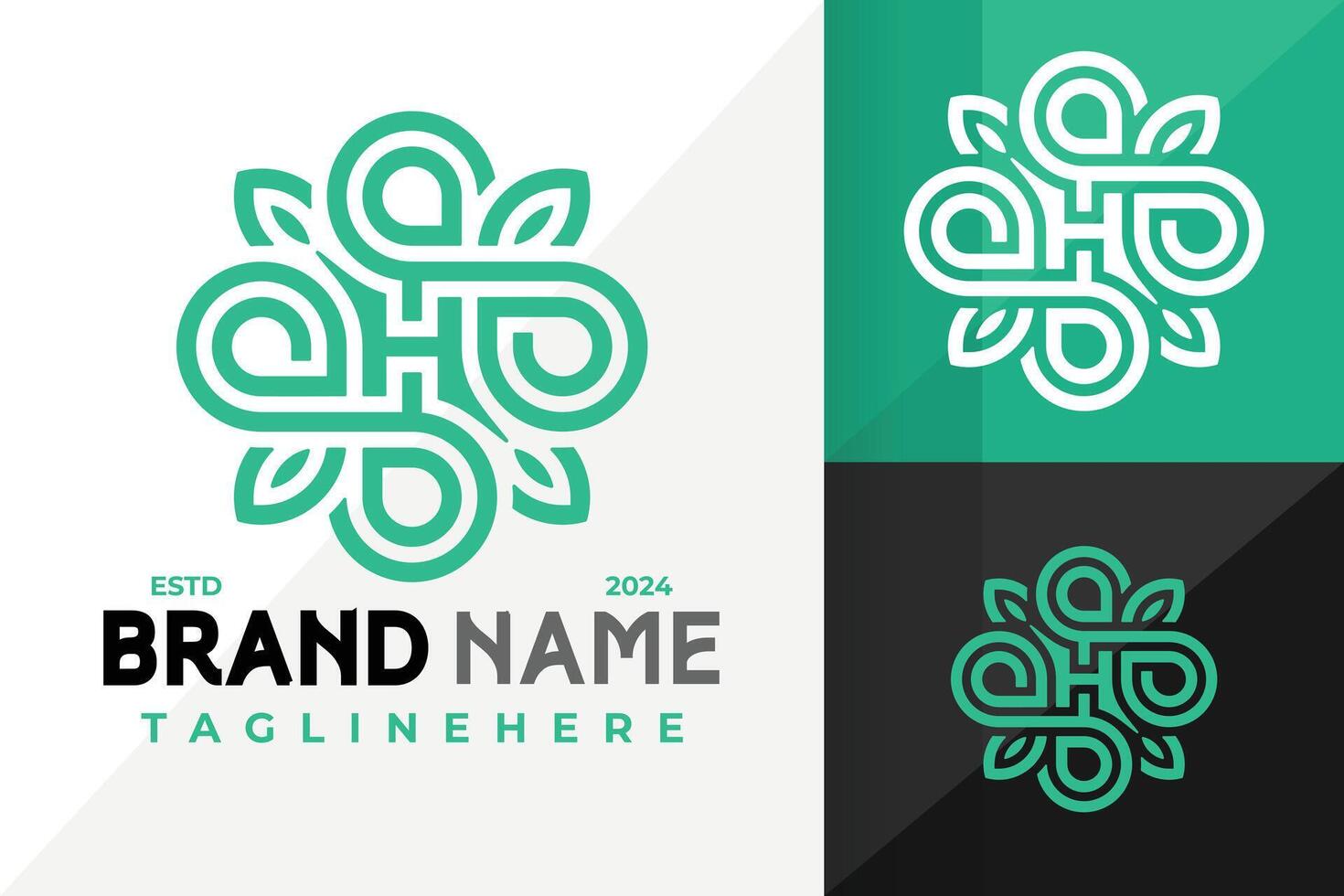 Letter H Nature Clover Logo Icon Design vector