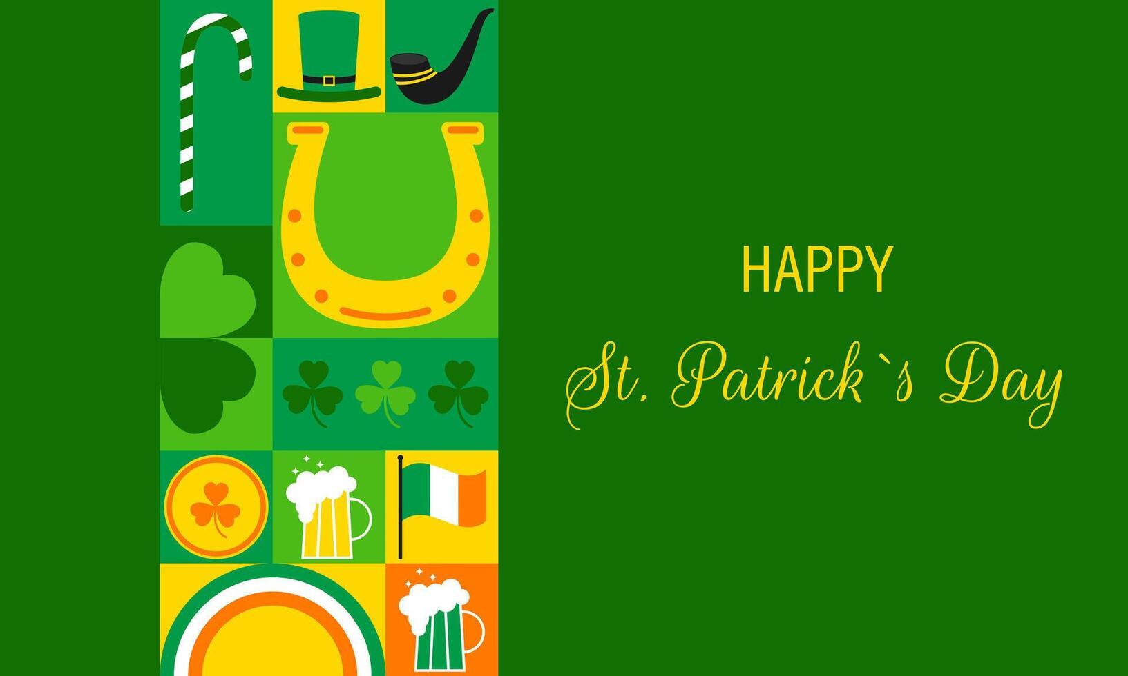 Happy St. Patricks Day banner. Horizontal poster, greeting card, header for website. Modern neo geometric abstract background. illustration vector