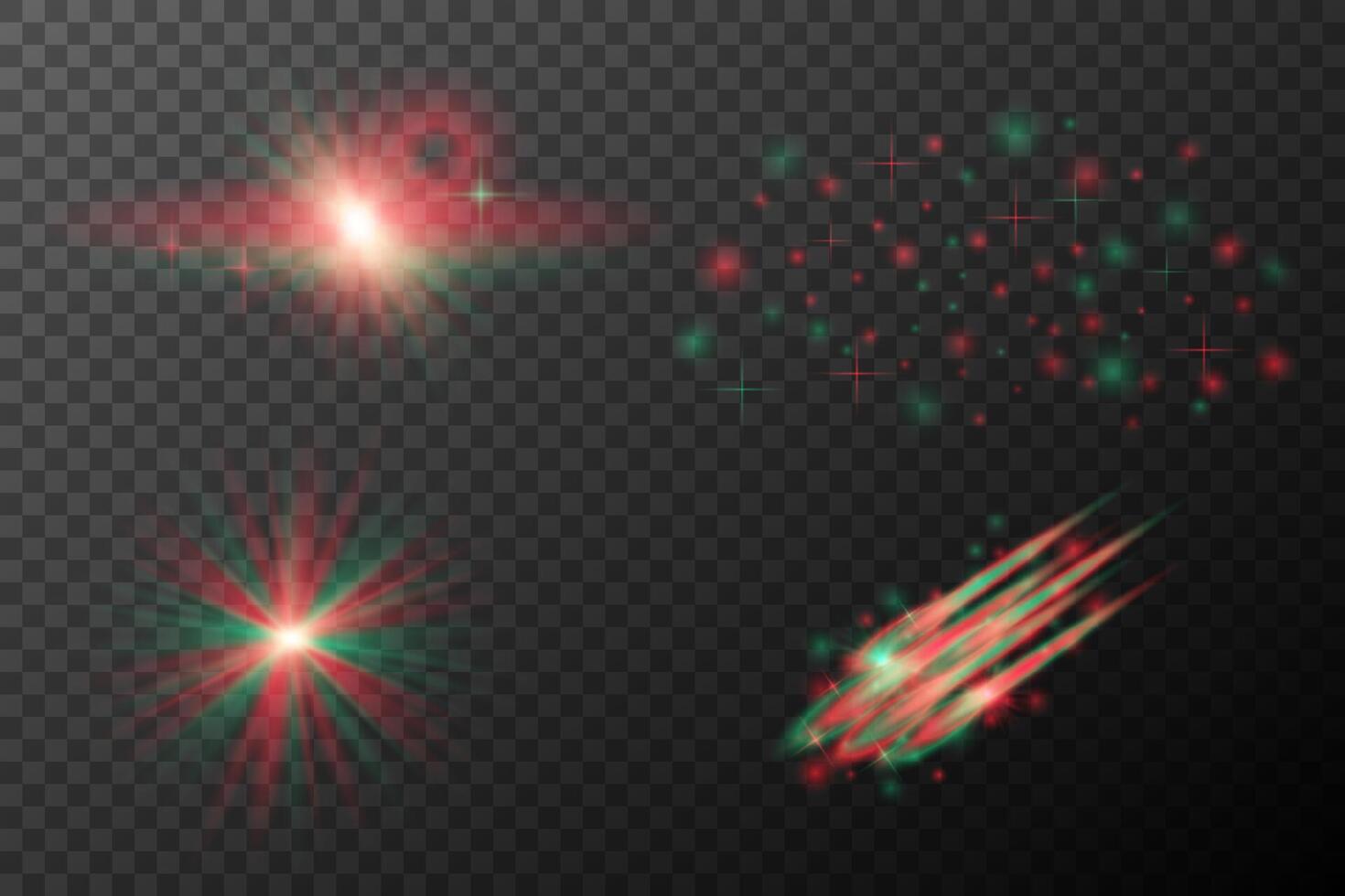 a set of four different red and green lights on background vector