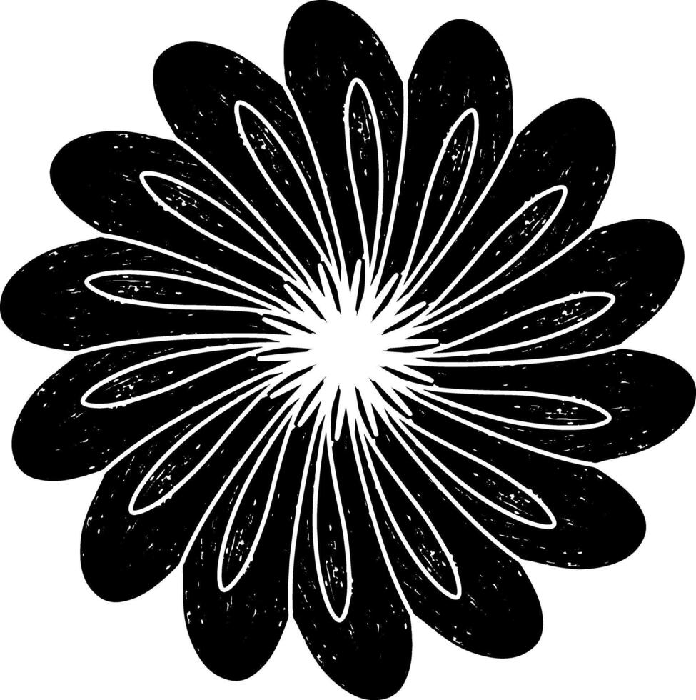 a black and white flower with a white center vector