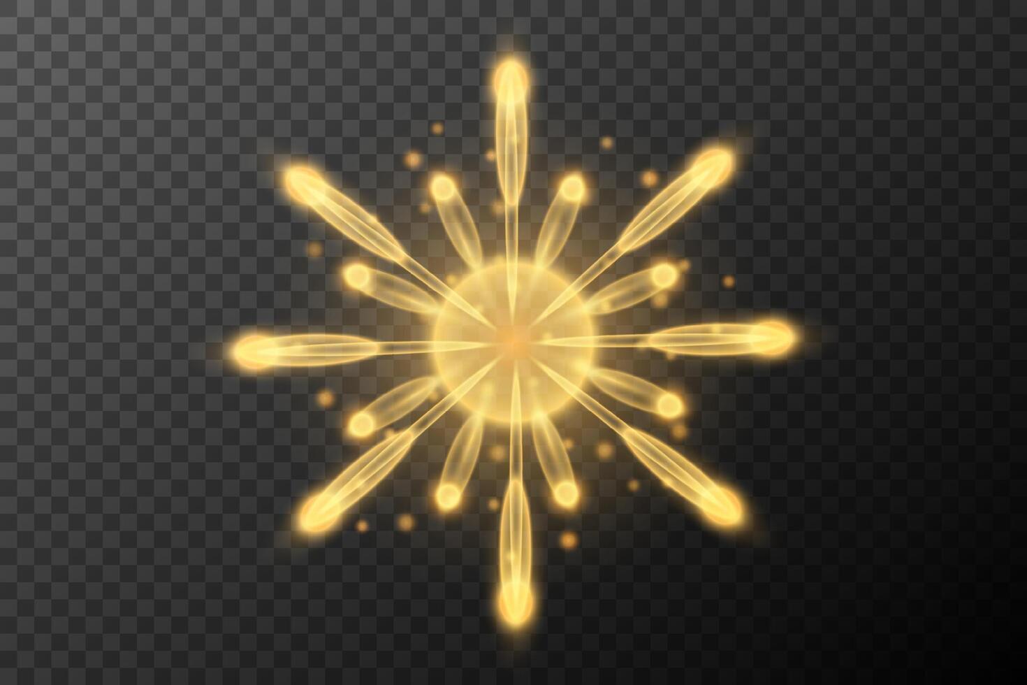 Golden fireworks explosion. Holiday decoration. Golden light effect. element vector