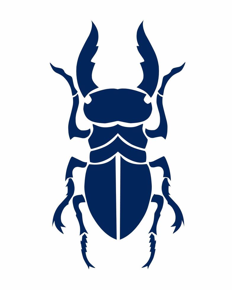 illustration graphics of tribal art design horned beetle vector