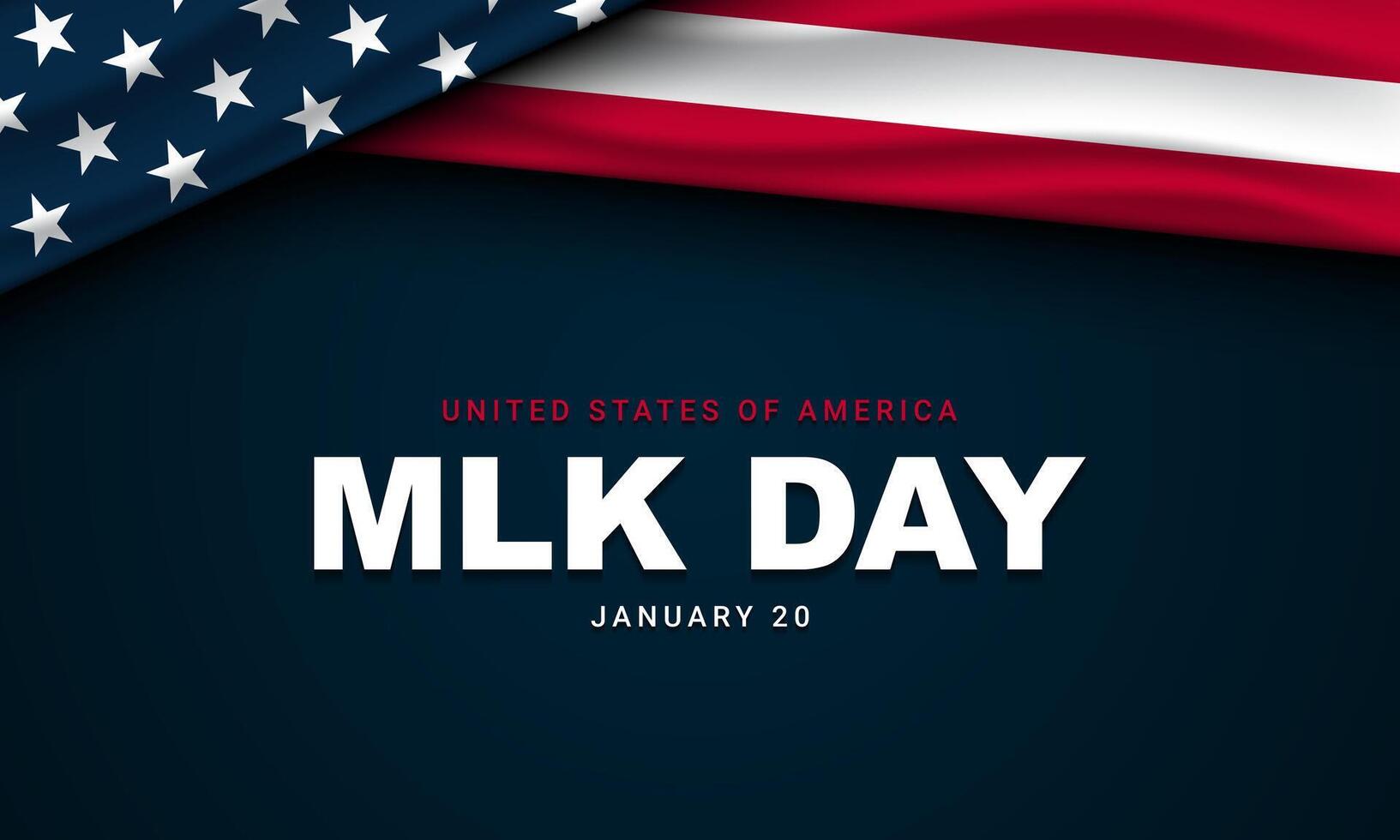 Happy MLK Day concept with American flag againt dark blue background. vector