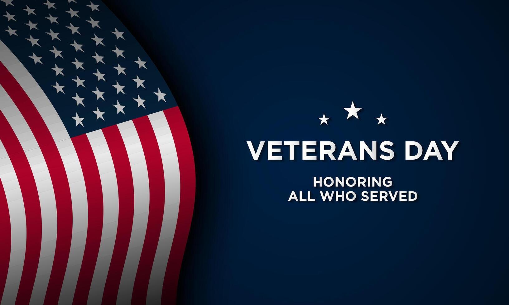 veterans day greeting card with american flag vector