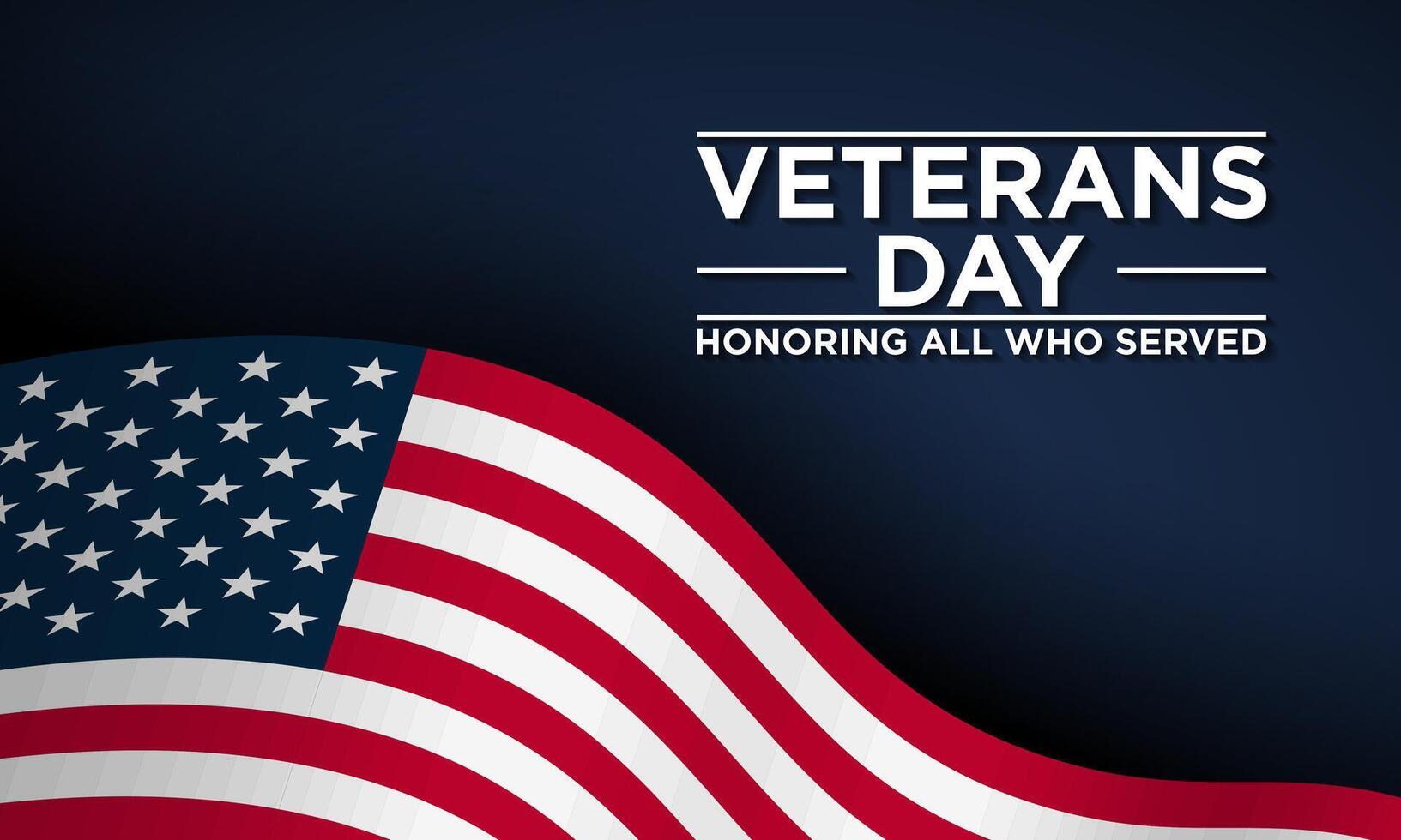 Veterans Day Background Design with American Flag Illustration. vector