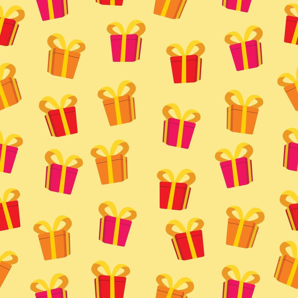 Gift boxes seamless pattern background. Gift boxes motif with ribbons vector