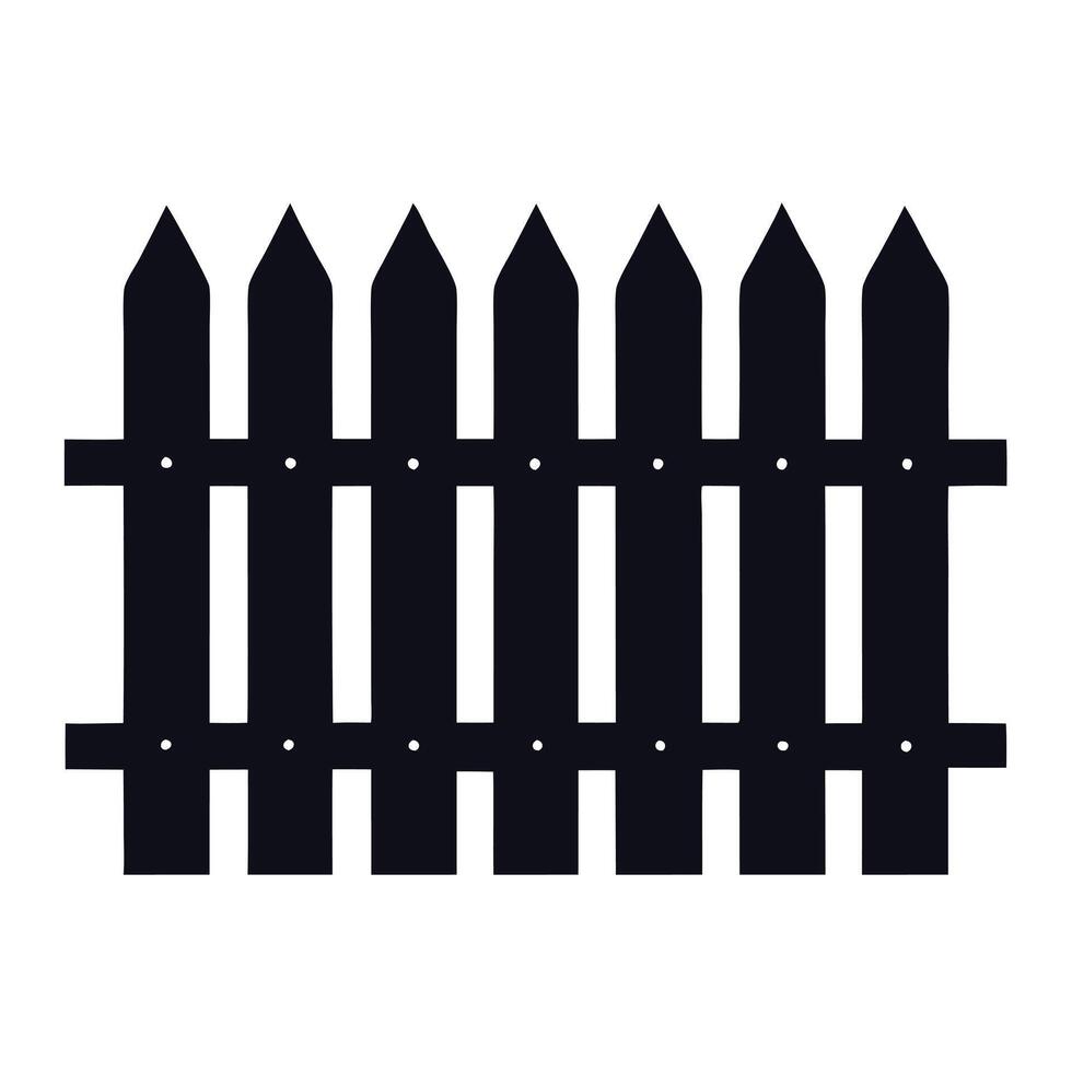 A black fence with four posts on it vector