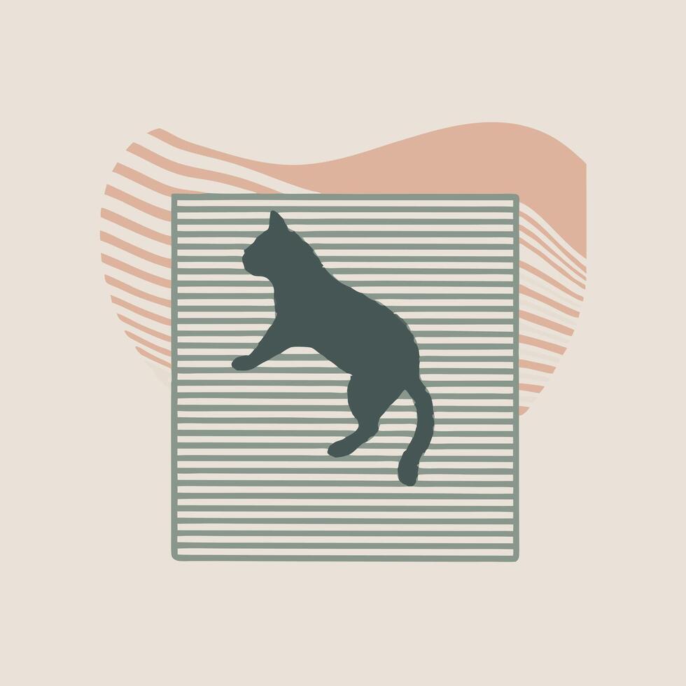 A cat is standing on a piece of paper with a striped background vector