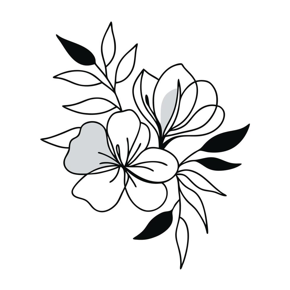 A black and white drawing of a flower vector
