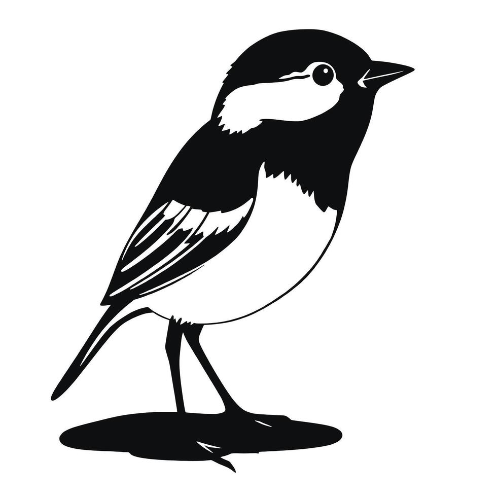 A black and white illustration of a bird vector