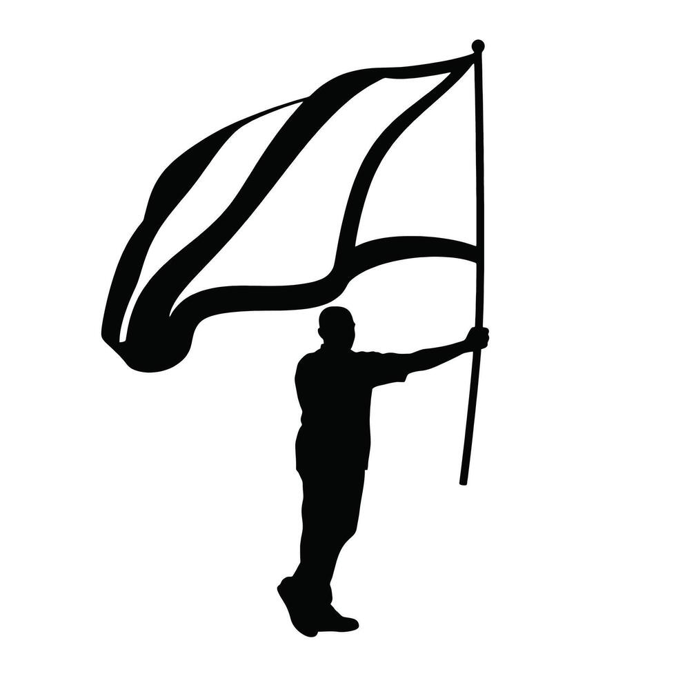 A silhouette of a man holding a flag vector