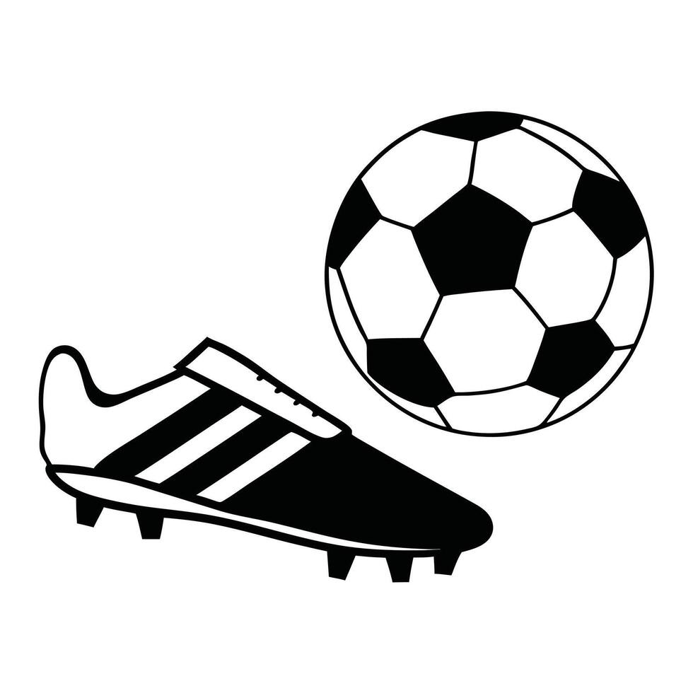 Soccer ball and shoe silhouette on a white background vector