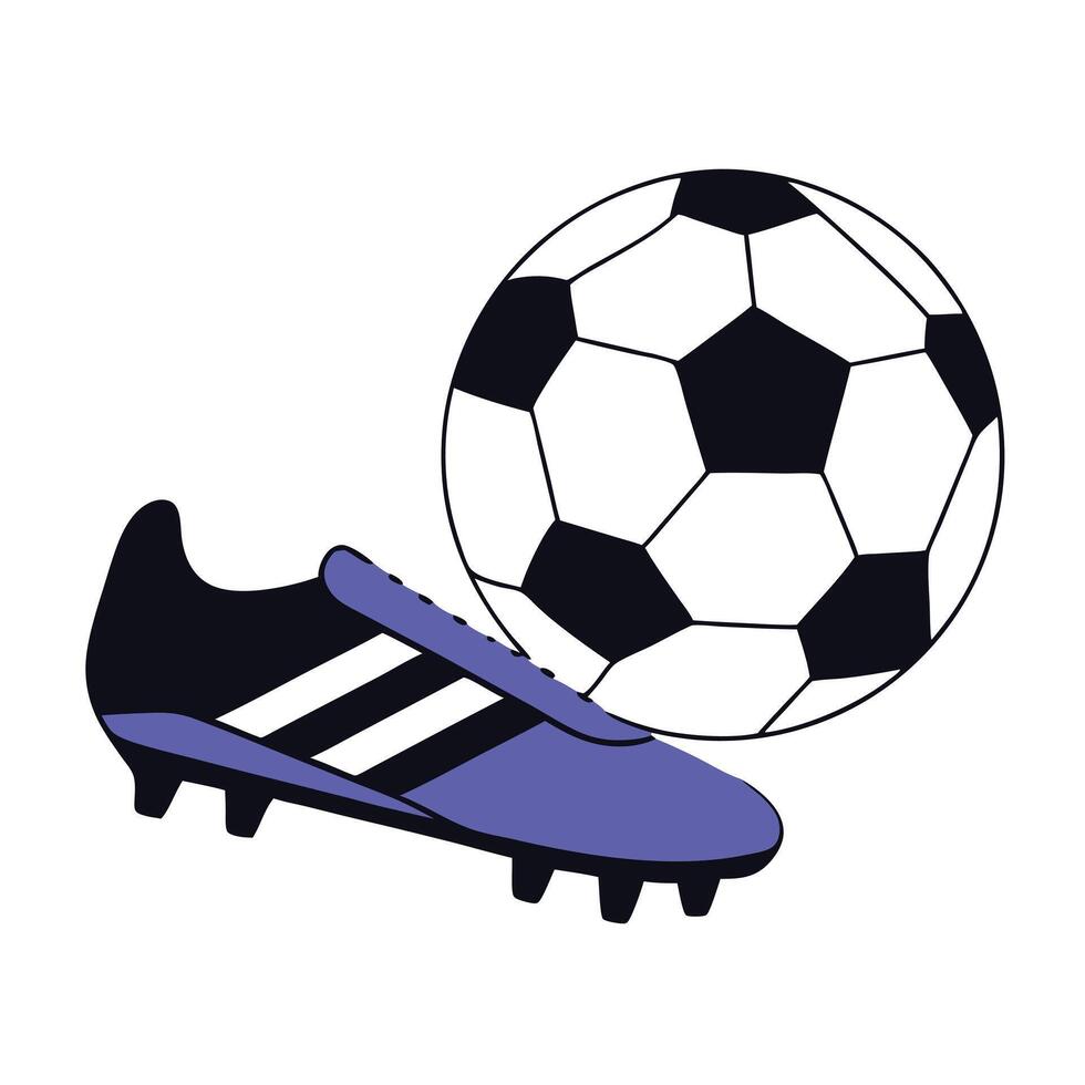 Soccer ball and shoe icon illustration vector
