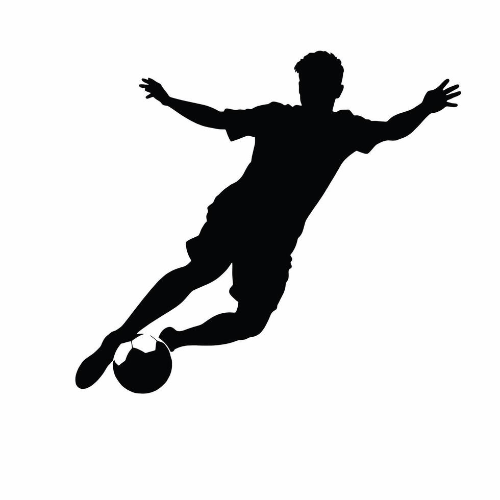 A silhouette of a man kicking a soccer ball vector