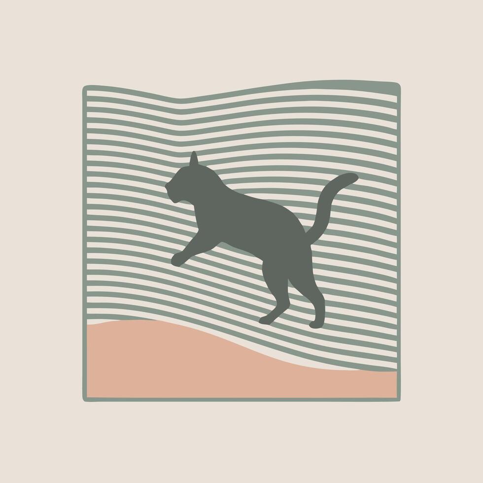 A cat is running across a wave pattern vector