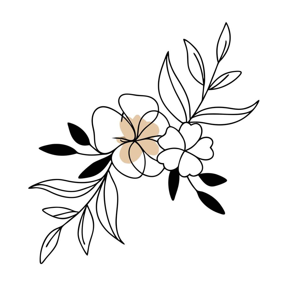A flower drawing with leaves and flowers vector