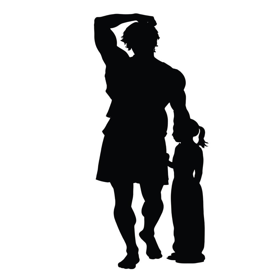 A silhouette of a man and a child vector