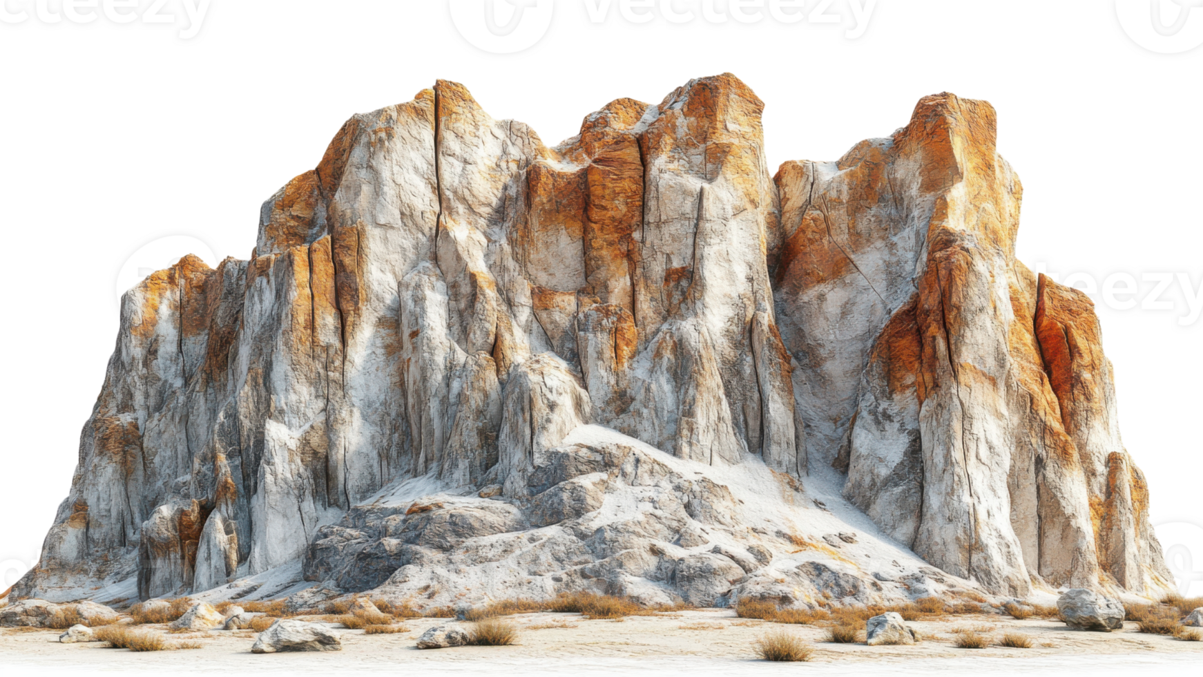 majestic rock formation stands tall, showcasing rugged textures and vibrant colors against stark background. natural beauty of this geological structure evokes sense of wonder and exploration png