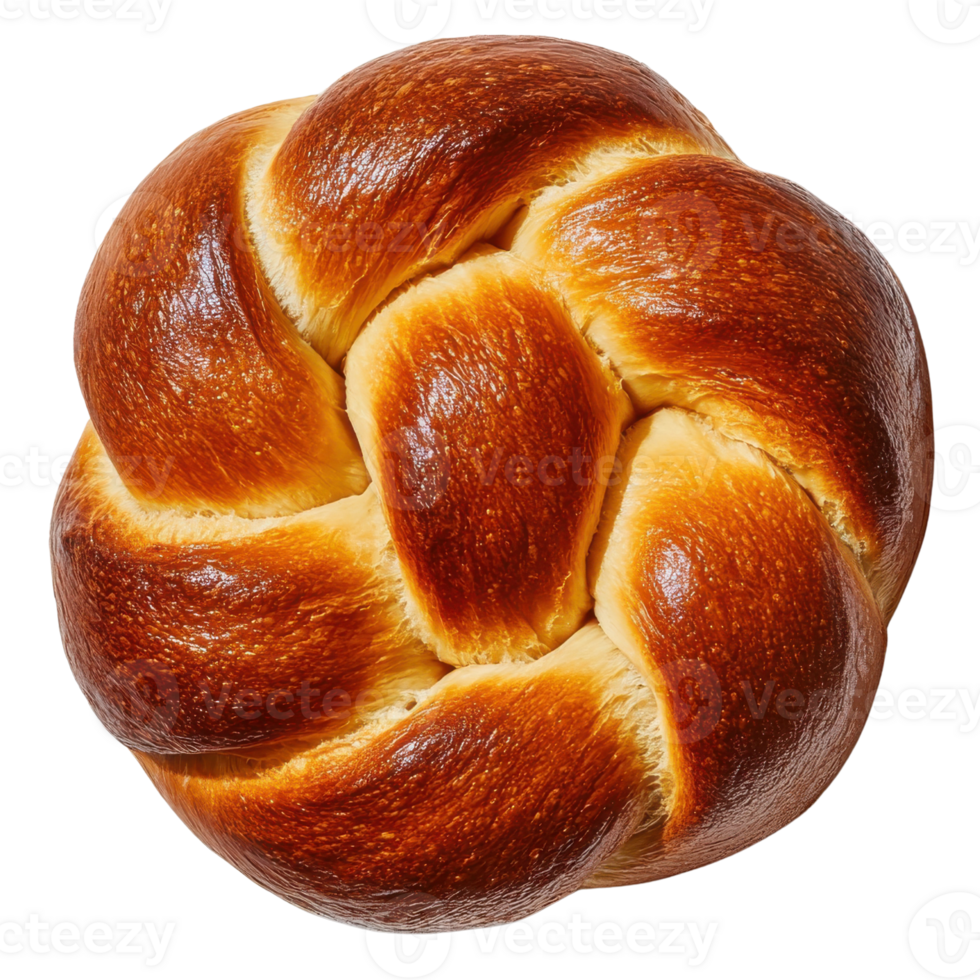 Freshly baked braided bread with golden crust and soft interior png