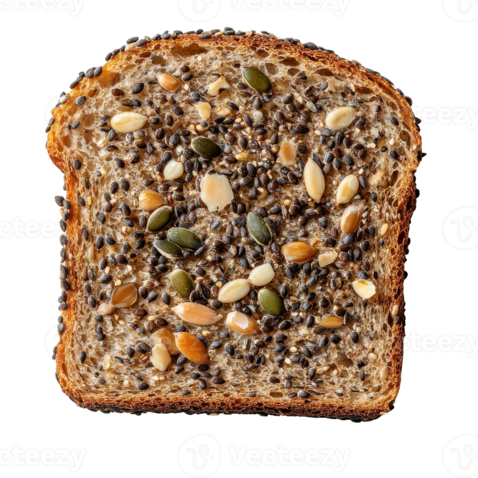 Whole grain bread slice with seeds, rich in texture and flavor png