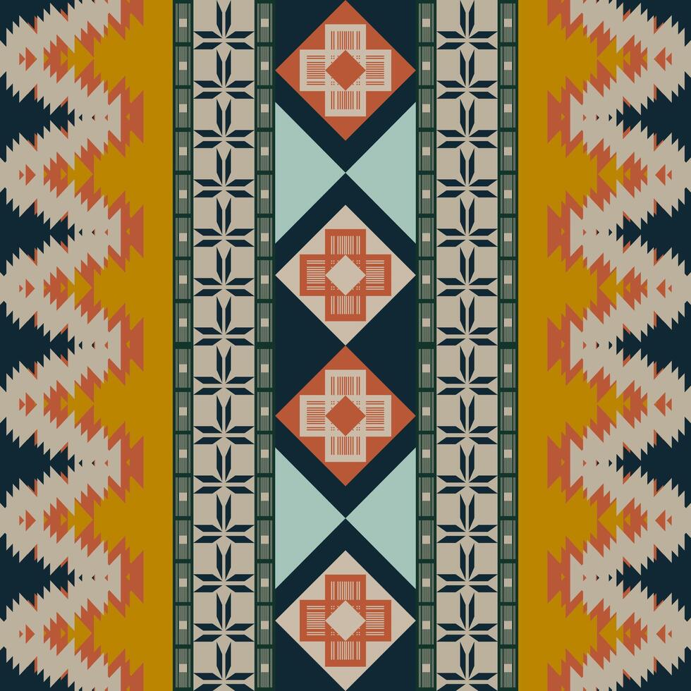 Carpet Tribal Geometry Ikat For Folk Textile And Abstract Background. vector