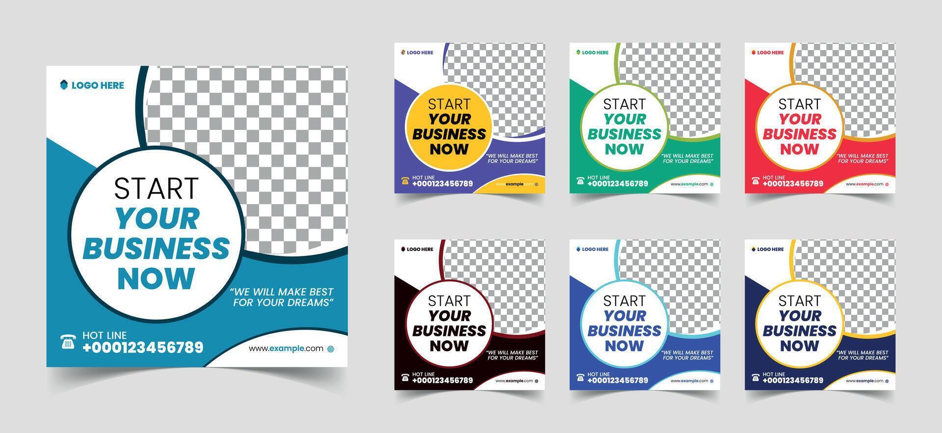 Editable social media banner templates. Set of modern advertisement post template. Suitable for fashion post content, corporate office, school, culinary, food and beverages, and digital marketing. vector