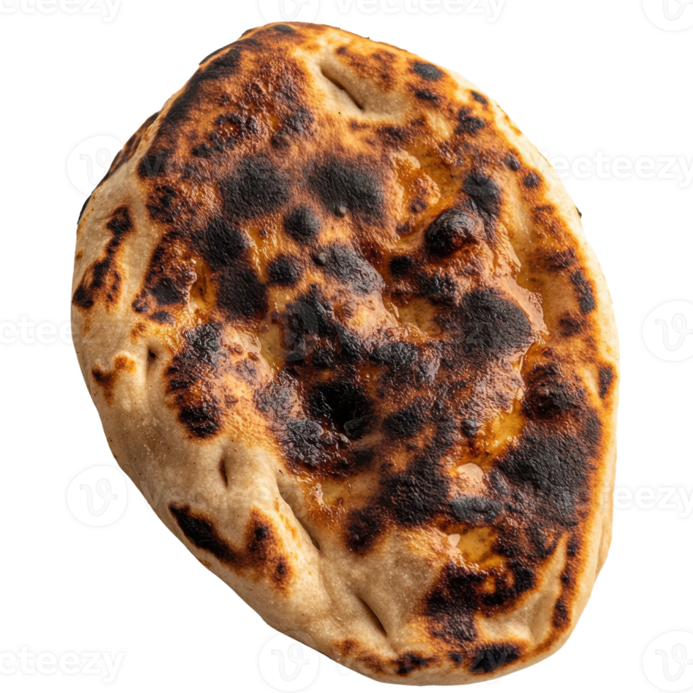 Deliciously charred flatbread with golden crust and smoky flavor png