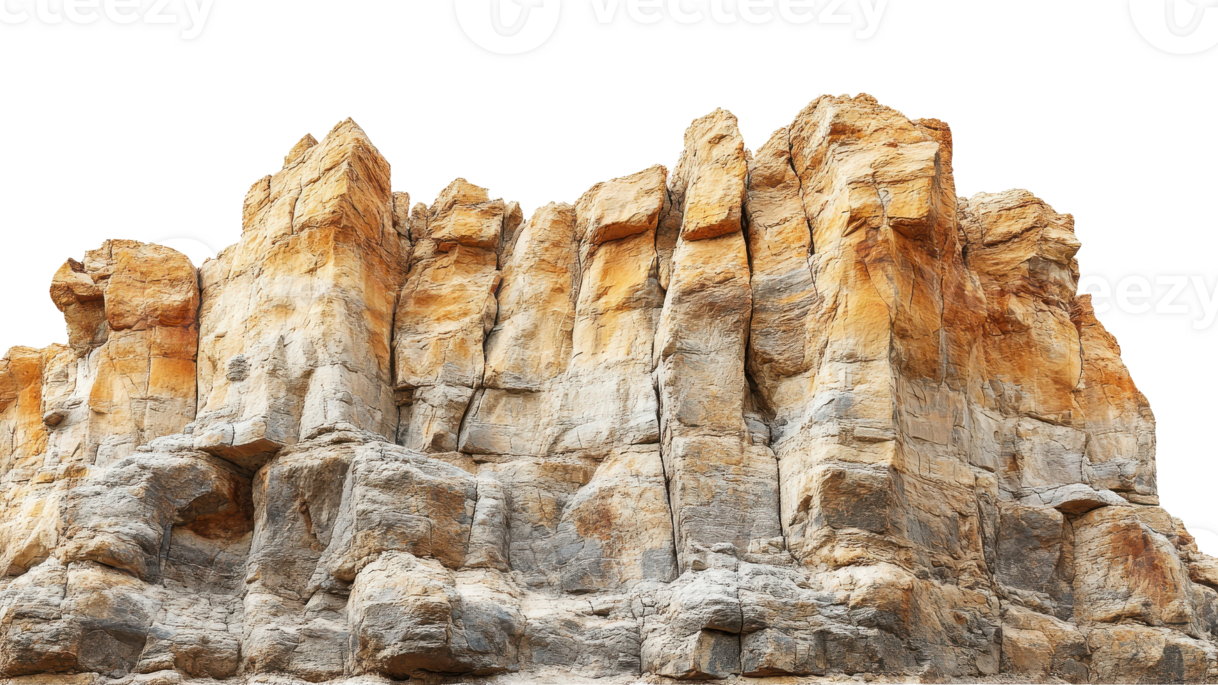 Rock formation with rugged texture and warm colors, showcasing natural geological layers and patterns. This striking structure highlights beauty of natures artistry png