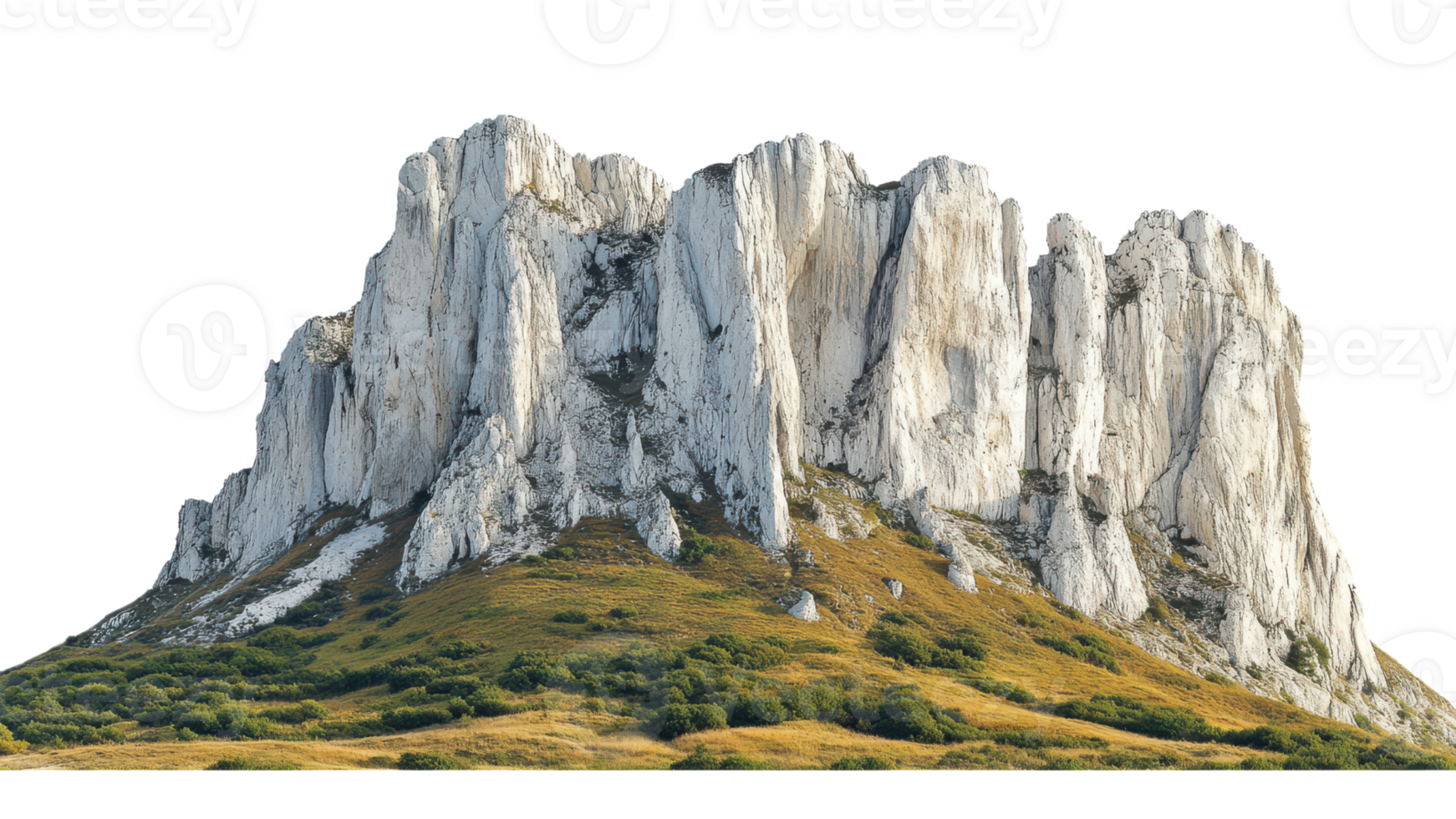 majestic rock formation rises dramatically from lush green landscape, showcasing its rugged cliffs and natural beauty. scene evokes sense of wonder and tranquility png