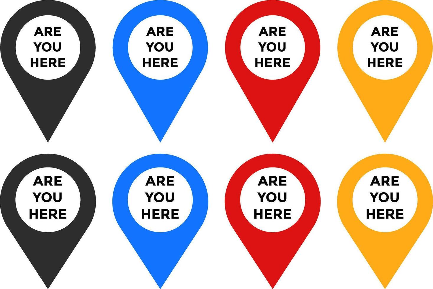 Are you here with map icon set. Location pin. position symbol. perfect for maps. vector