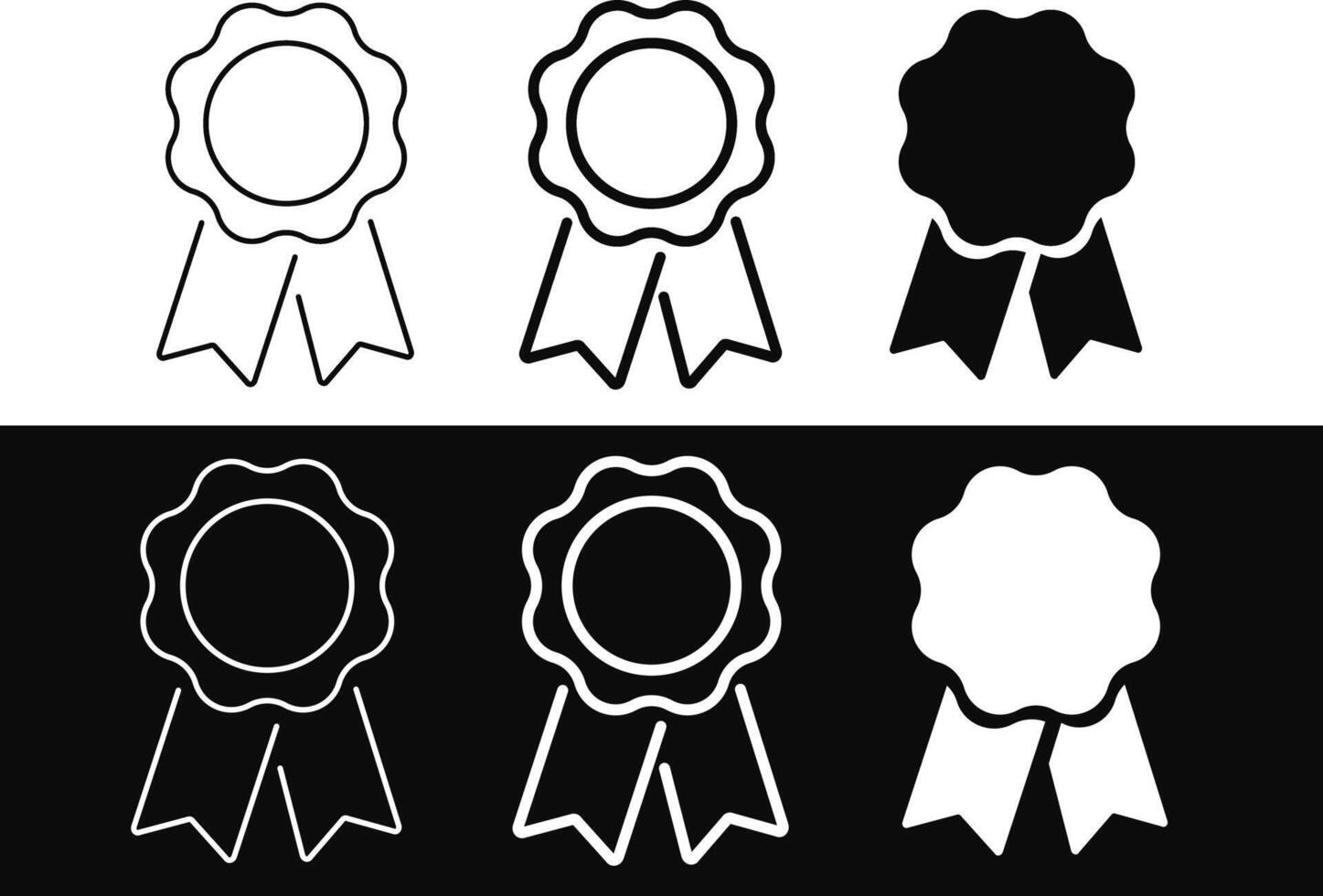 Set of badge with ribbons icon. approved or certified badge correct mark icon symbol. verified medal icon vector