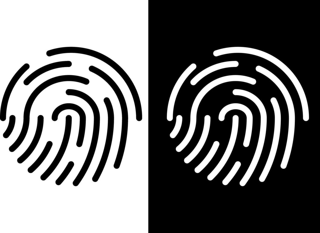 Fingerprint icon set. Security Symbols. mobile dark mode. Finger identity technology concept vector