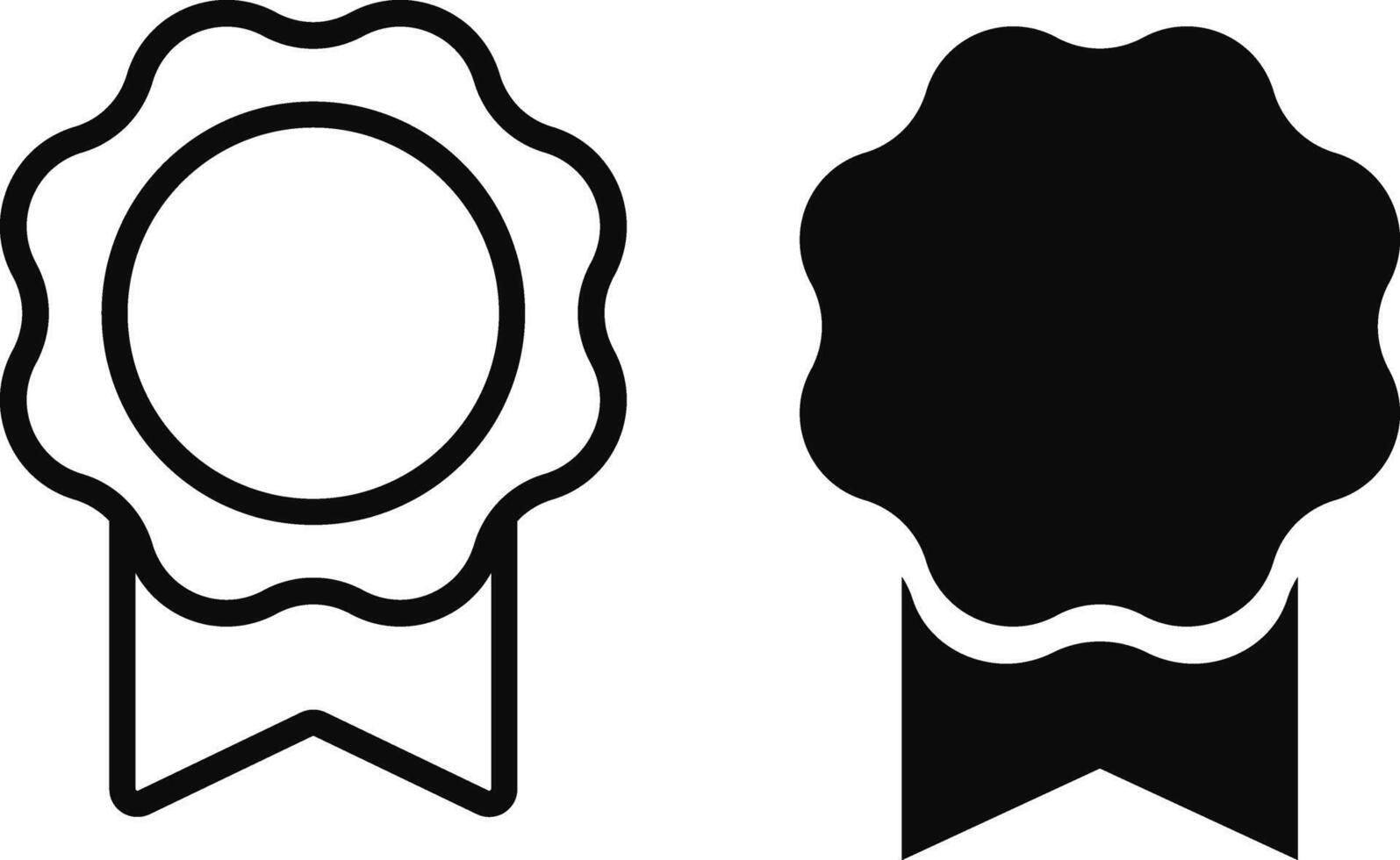 Set of badge with ribbons icon. approved or certified badge correct mark icon symbol. verified medal icon vector