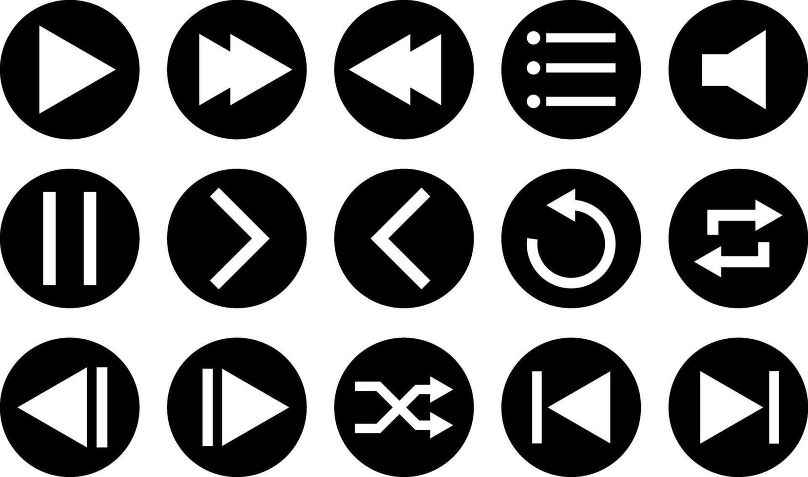 Music player interface element icon set. Audio player for songs or podcast playlist. Play button icon symbol. Media player control sign vector