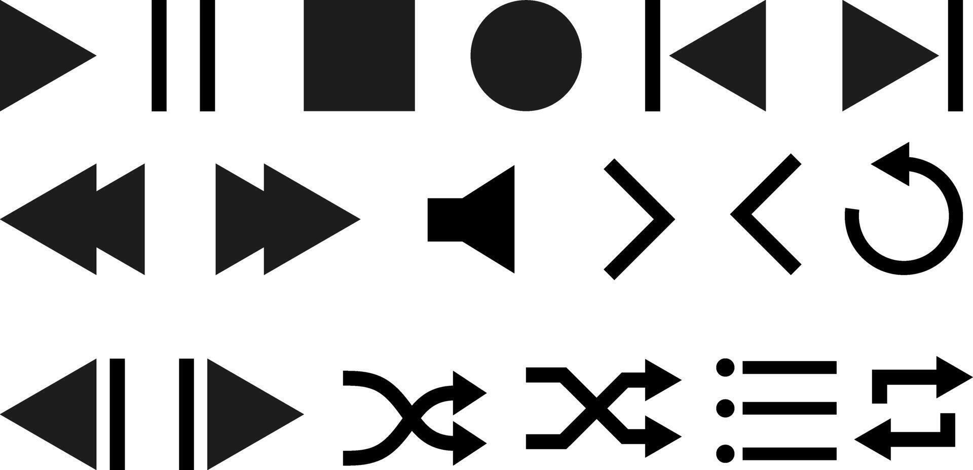 Set of Music player interface element icon. Play or pause button. Music play bar icon. Audio player for songs or podcast playlist vector