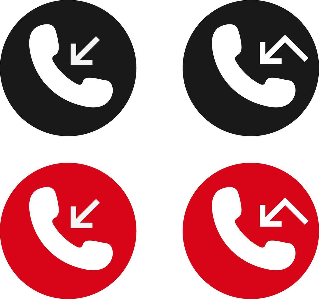missed call icon set. Web missed calls. Missed call for mobile phone. Interface buttons for mobile connection vector