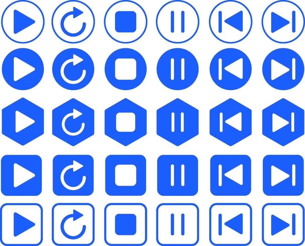Set of play, pause, repeat, next and previous, music player icon. ideal for media control interfaces. media player button. music player symbol vector
