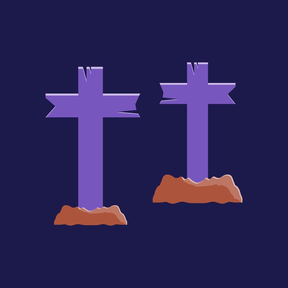Two purple crosses are on a blue background vector