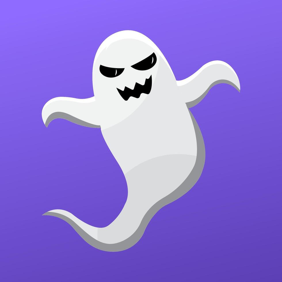A ghost with a menacing look on its face is flying through the air vector