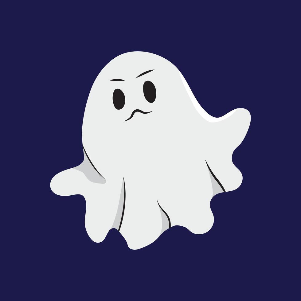 A cartoon ghost with an angry expression on its face vector