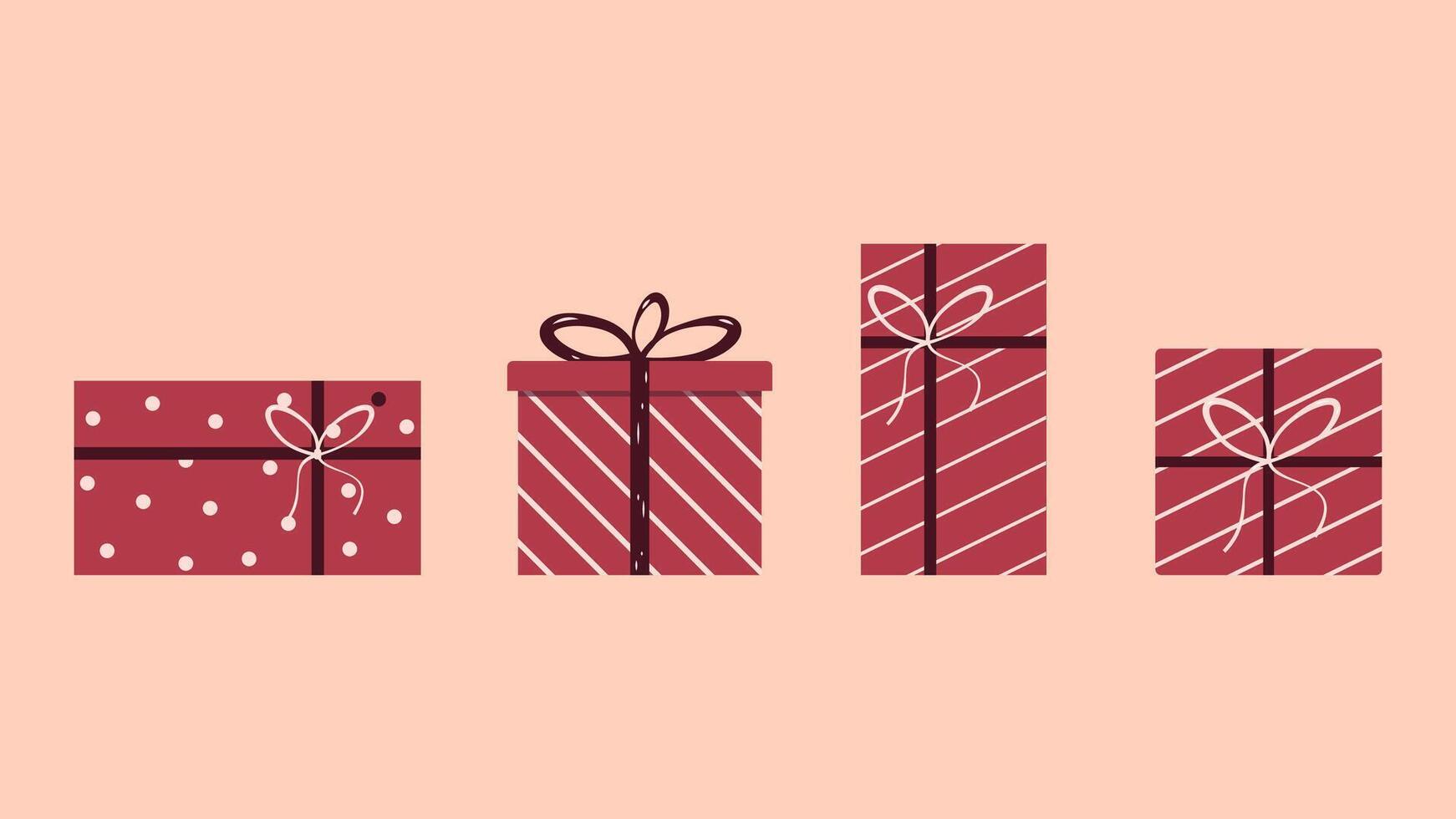 A gift box collection with four different boxes vector