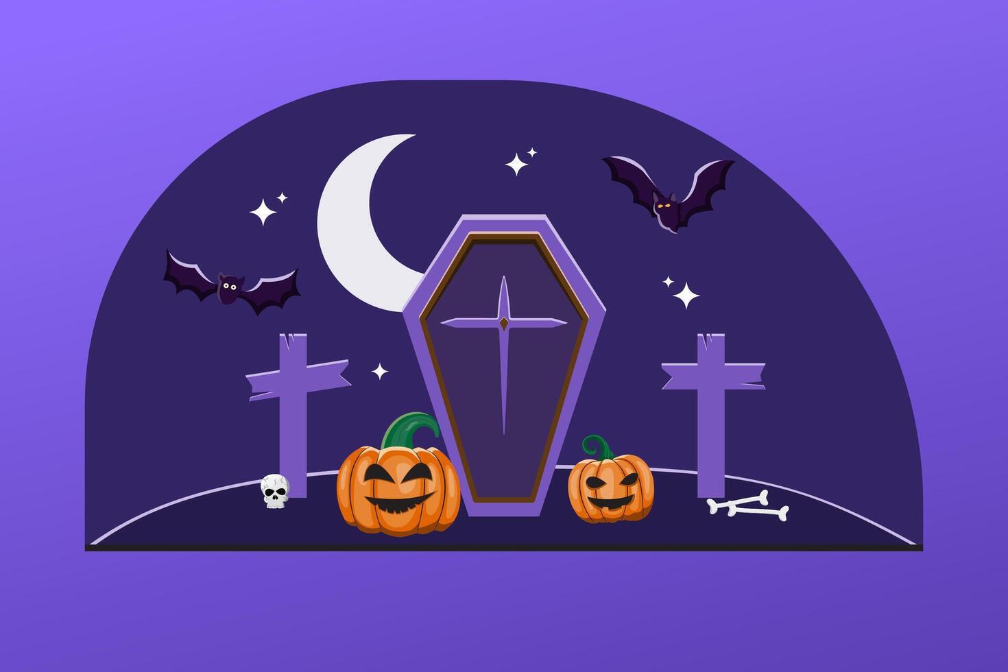 A Halloween themed image with a cross and a coffin vector