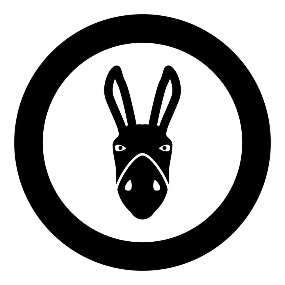 Donkey head silhouette icon in circle round black color illustration image solid outline style vector